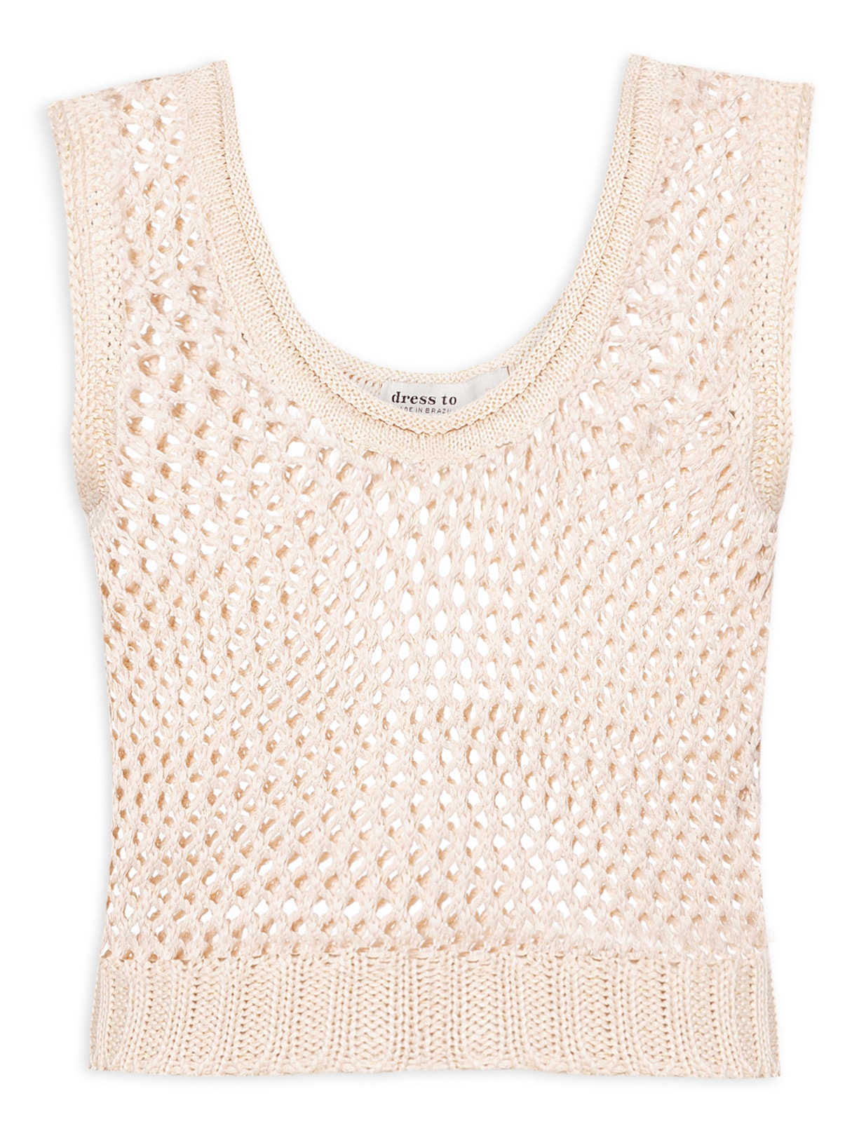 Blusa Feminina Tricot Quadradinhos Lurex - Bege