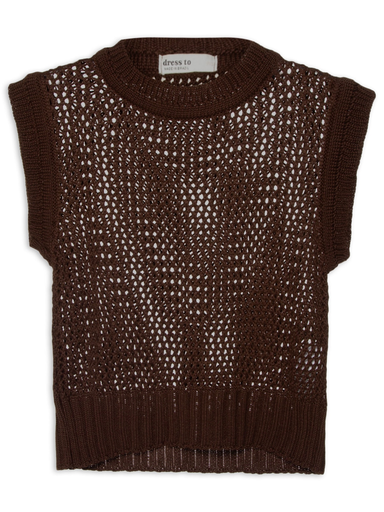 Blusa Feminina Tricot Quadradinhos - Marrom