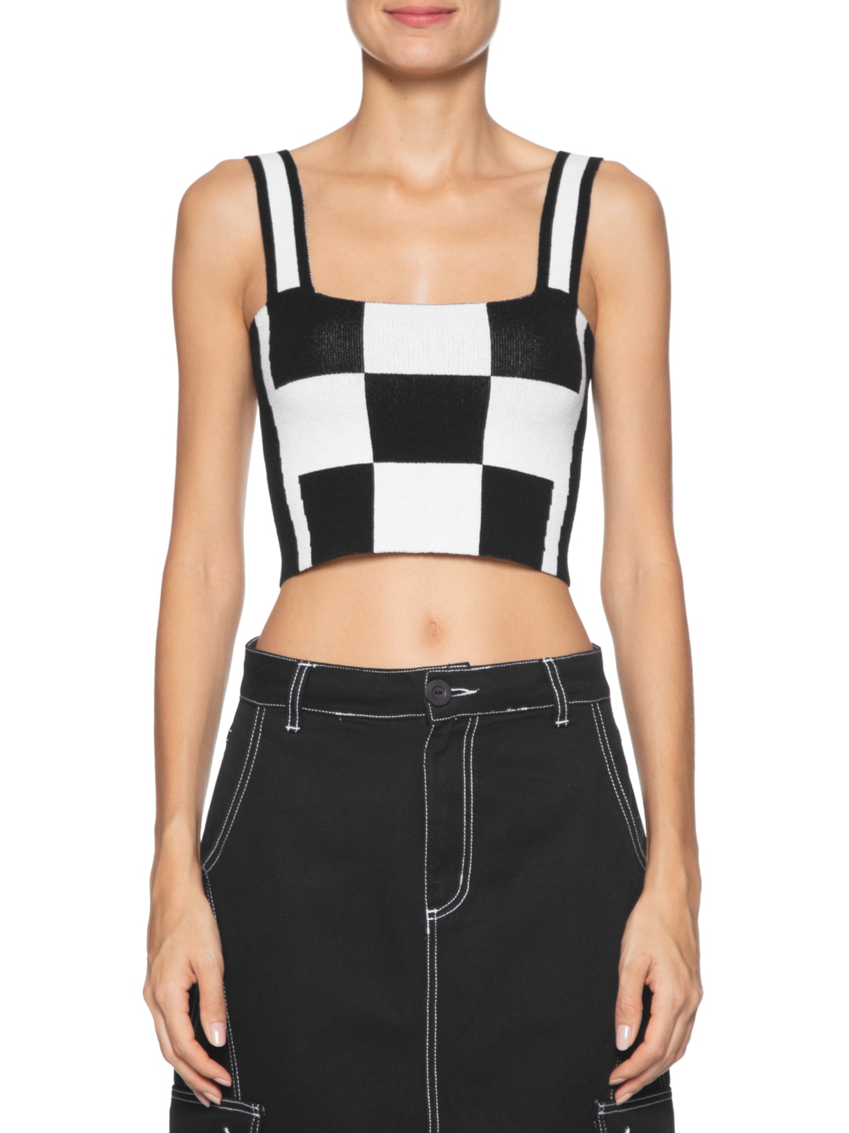 Blusa Feminina Tricot Quadrados Preto Dress To