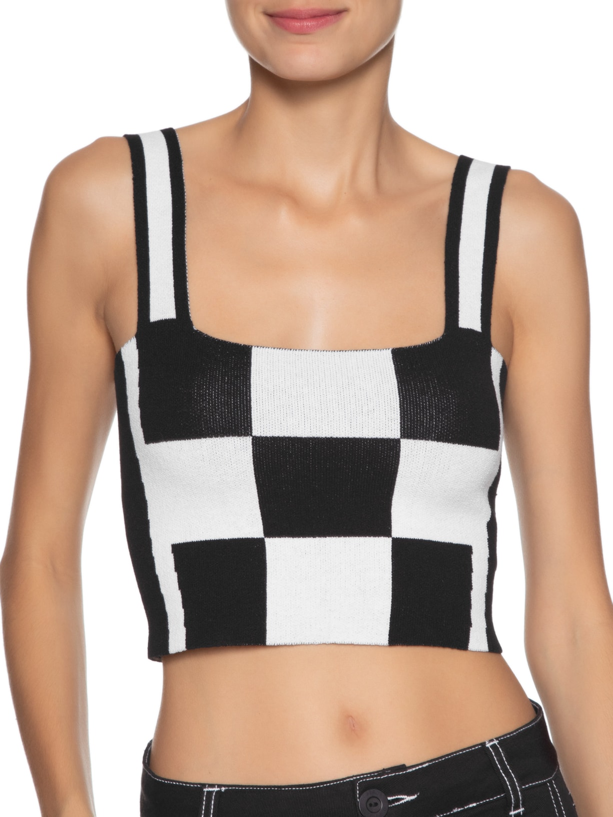 Blusa Feminina Tricot Quadrados Preto Dress To