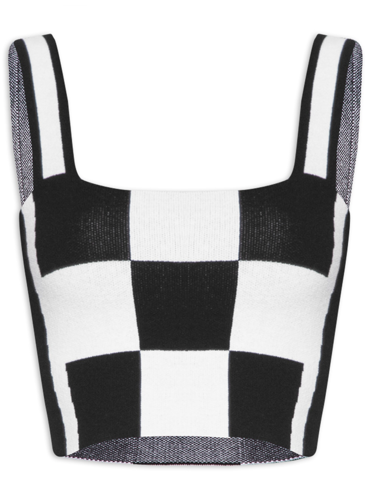 Blusa Feminina Tricot Quadrados - Preto