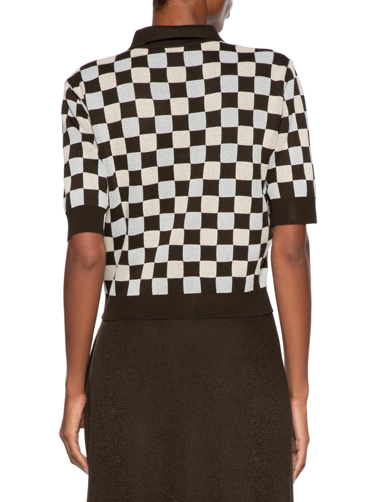 Blusa Feminina Tricot Quadriculada Marrom Coven