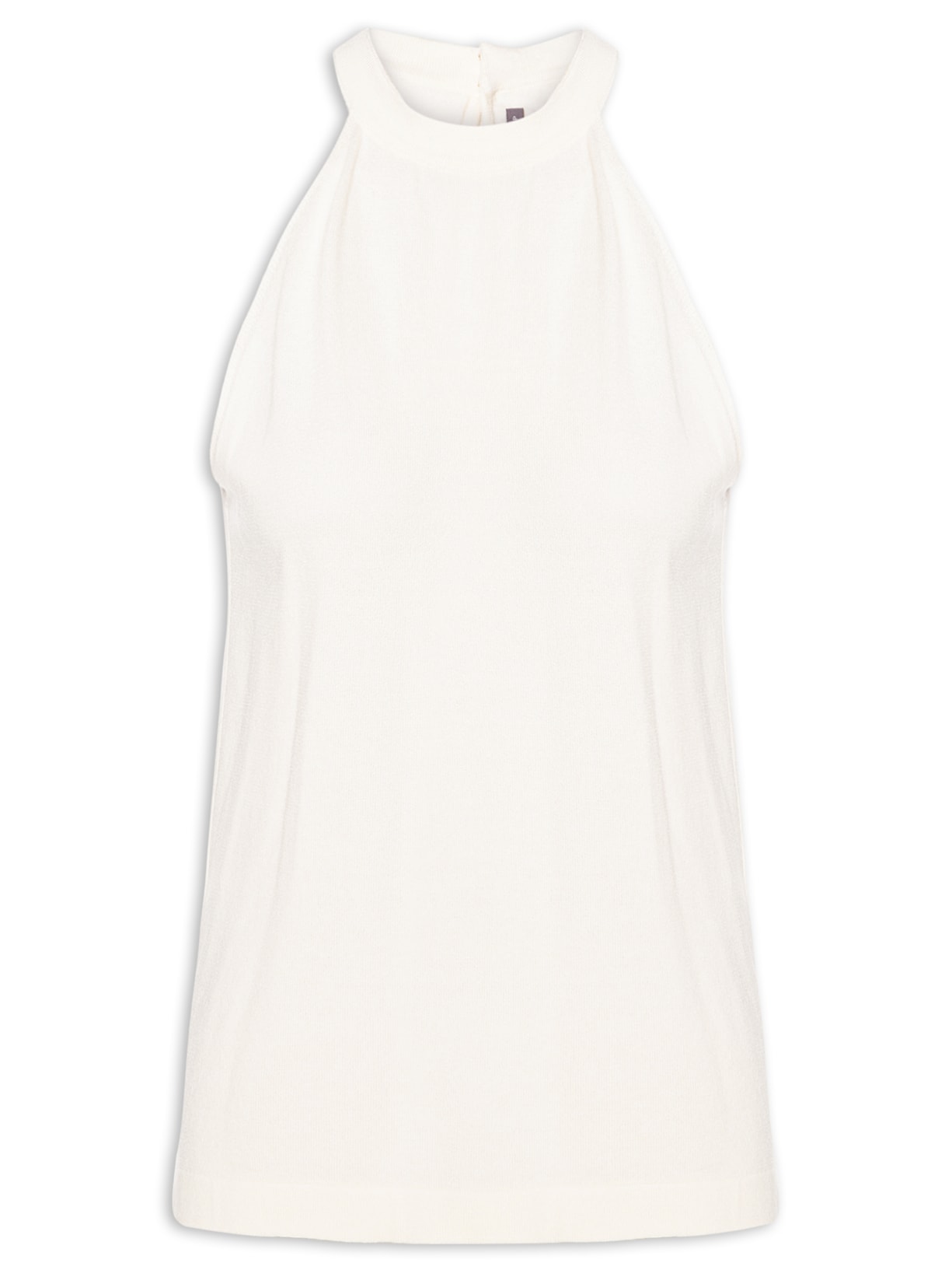 Blusa Feminina Tricot Regata Decote Alto - Branco