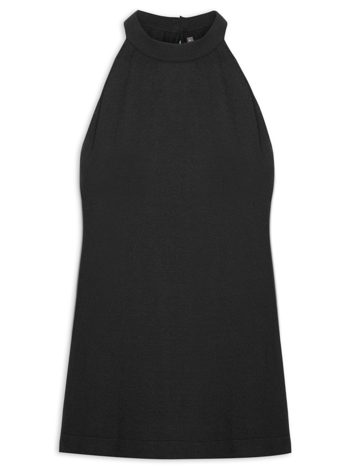 Blusa Feminina Tricot Regata Decote Alto - Preto