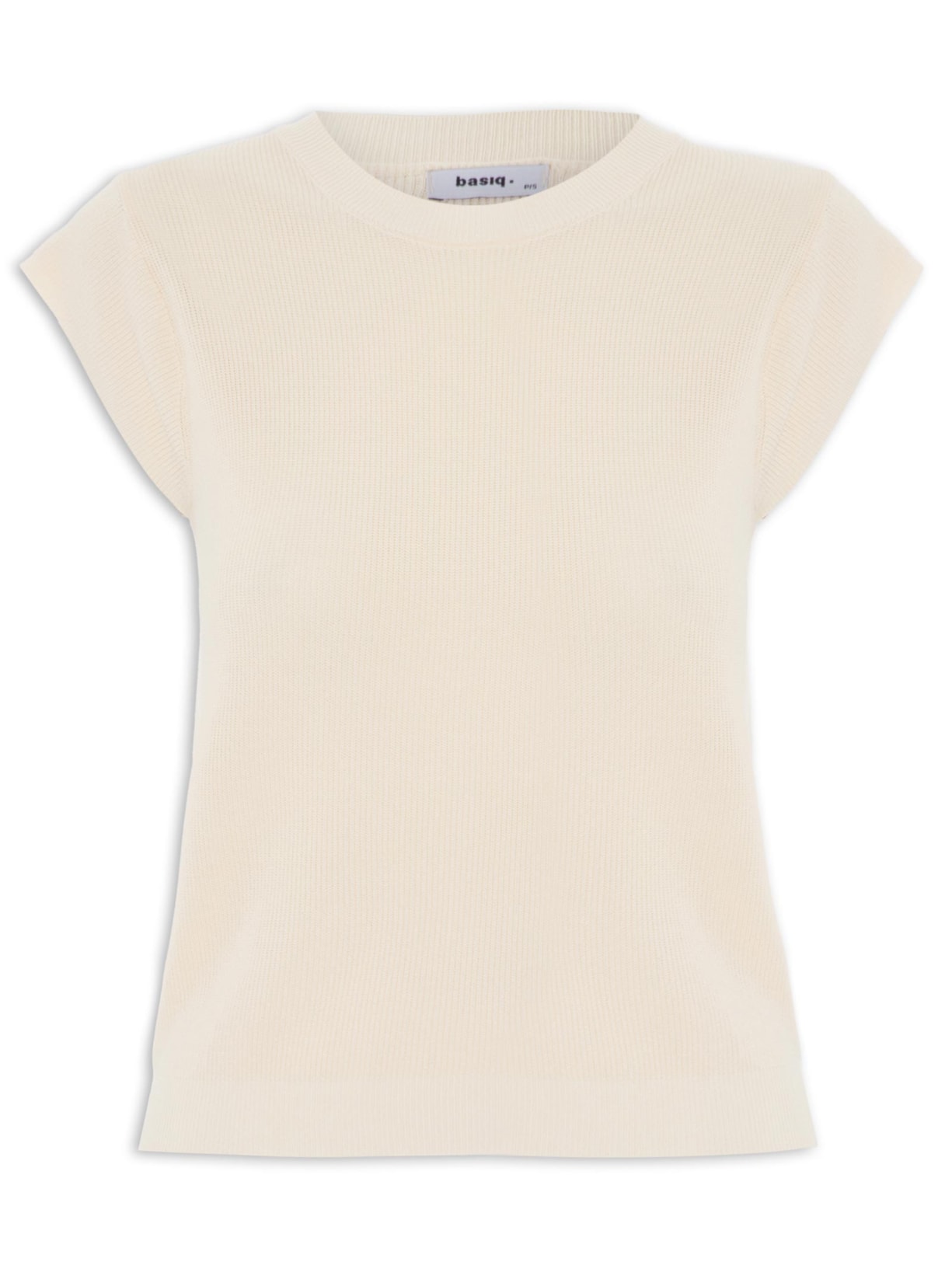 Blusa Feminina Tricot Sem Manga Bege  Basiq