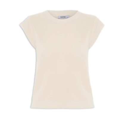 Blusa Feminina Tricot Sem Manga - Bege 