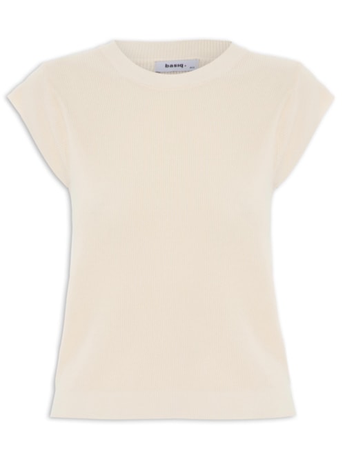 Blusa Feminina Tricot Sem Manga - Bege