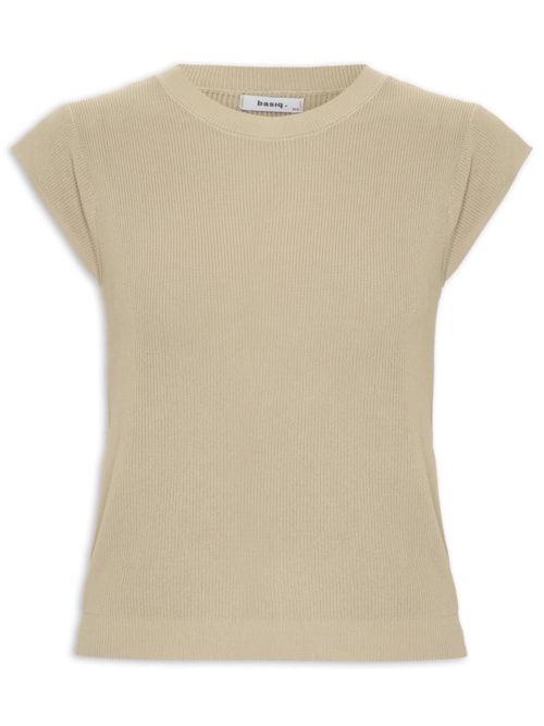 Blusa Feminina Tricot Sem Manga - Bege