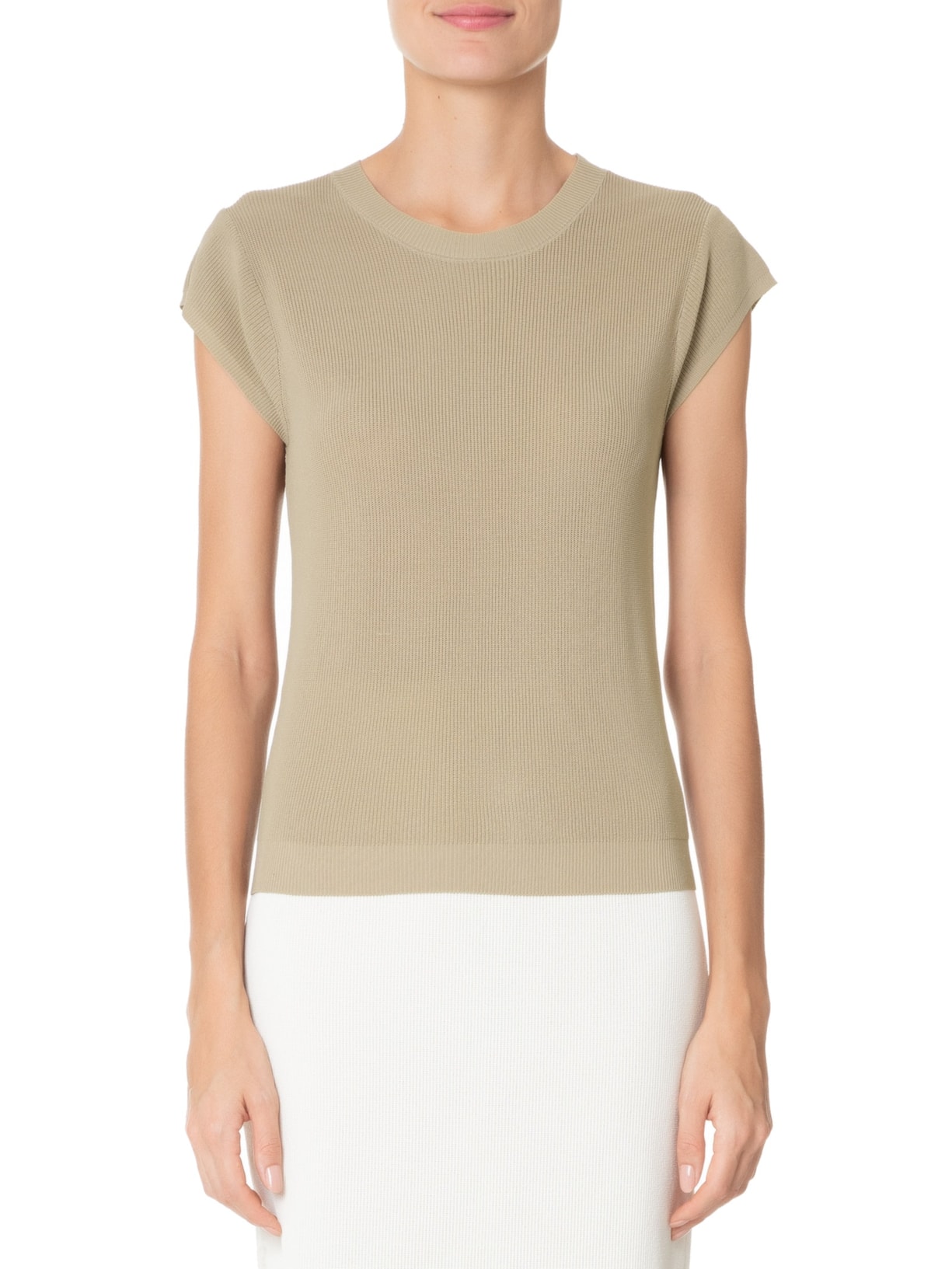 Blusa Feminina Tricot Sem Manga Bege  Basiq