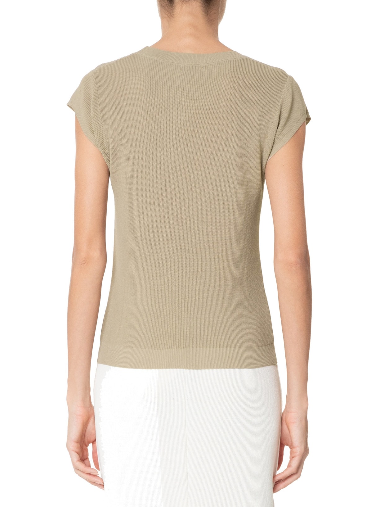 Blusa Feminina Tricot Sem Manga Bege  Basiq