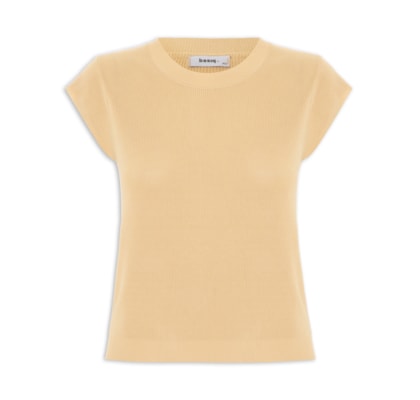 Blusa Feminina Tricot Sem Manga - Bege 