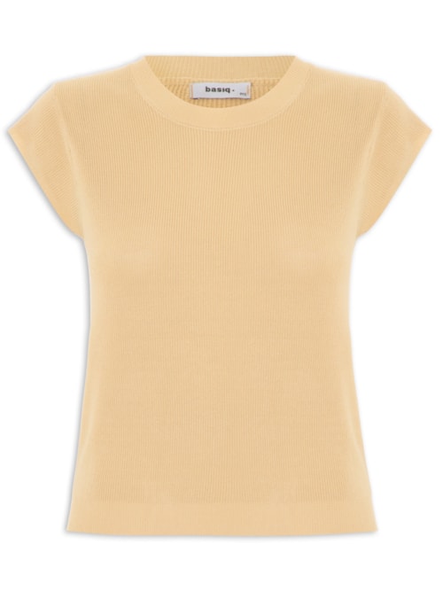 Blusa Feminina Tricot Sem Manga - Bege