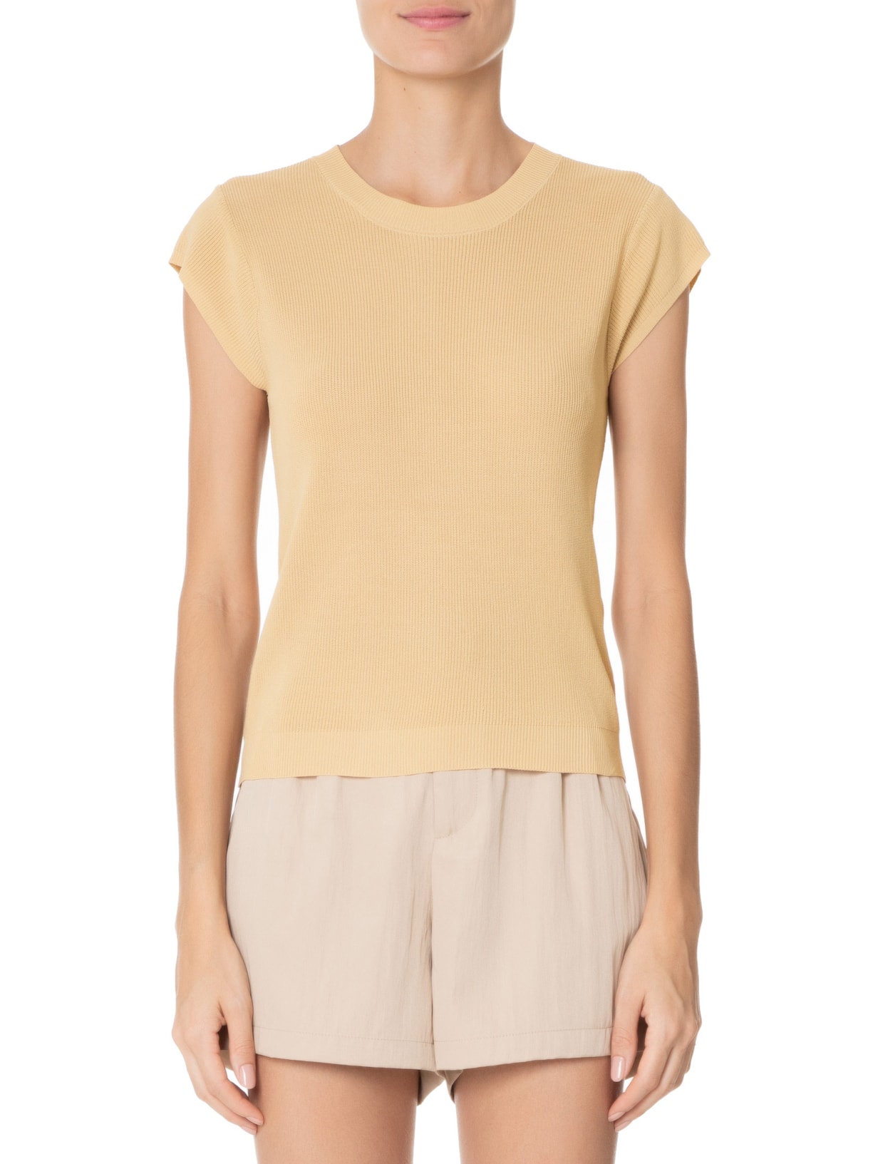 Blusa Feminina Tricot Sem Manga Bege  Basiq