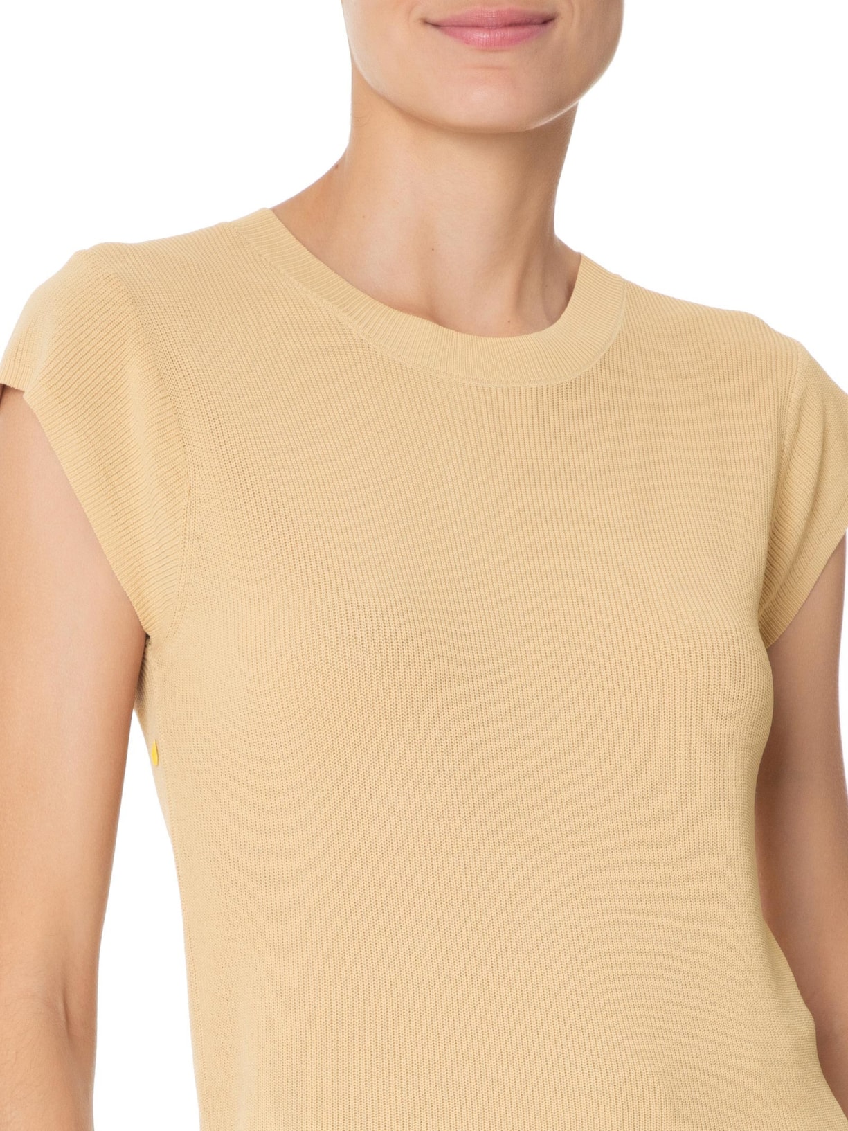 Blusa Feminina Tricot Sem Manga Bege  Basiq