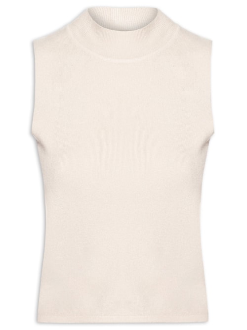 Blusa Feminina Tricot Sem Manga - Bege