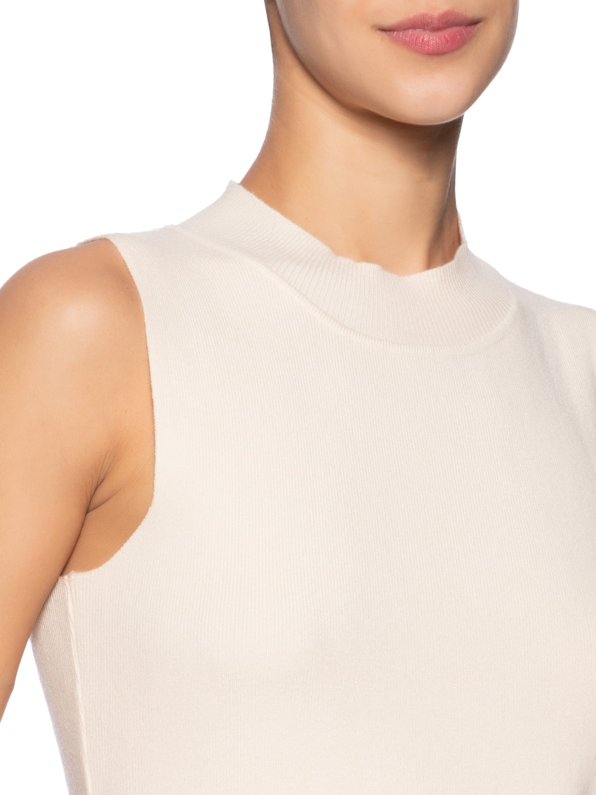 Blusa Feminina Tricot Sem Manga Bege Market 33