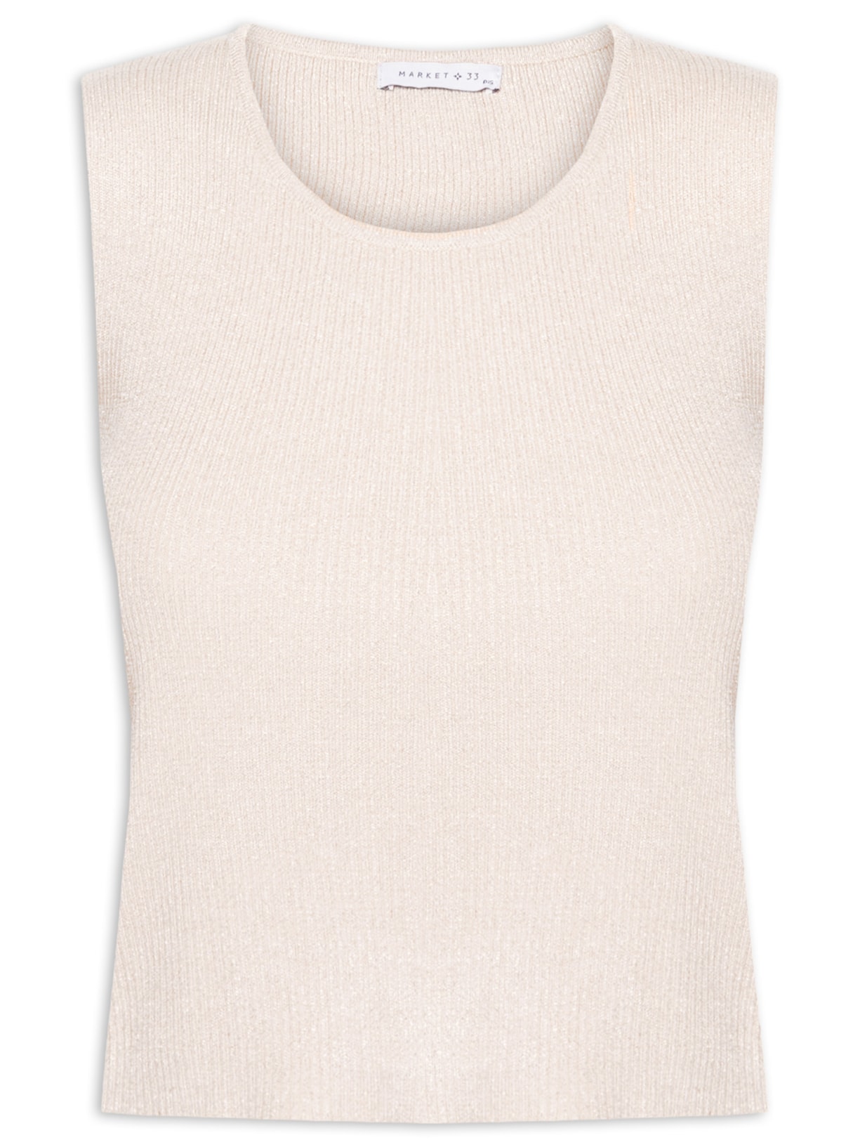 Blusa Feminina Tricot Sem Manga Bege Market 33