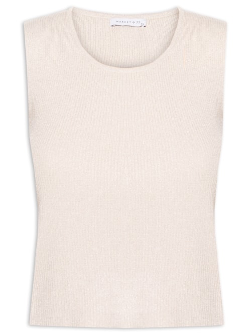 Blusa Feminina Tricot Sem Manga - Bege