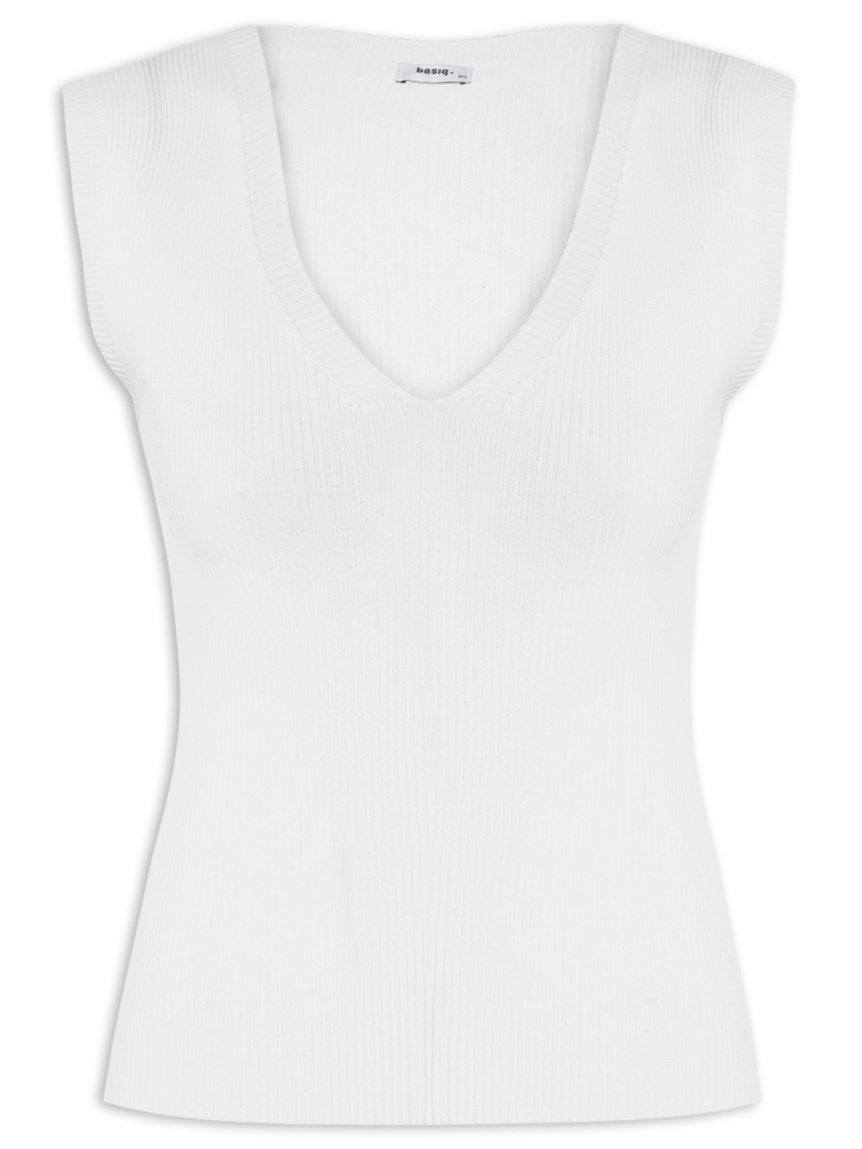 Blusa Feminina Tricot Sem Manga - Branco