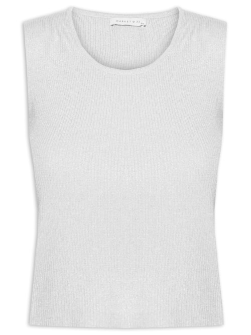 Blusa Feminina Tricot Sem Manga - Cinza