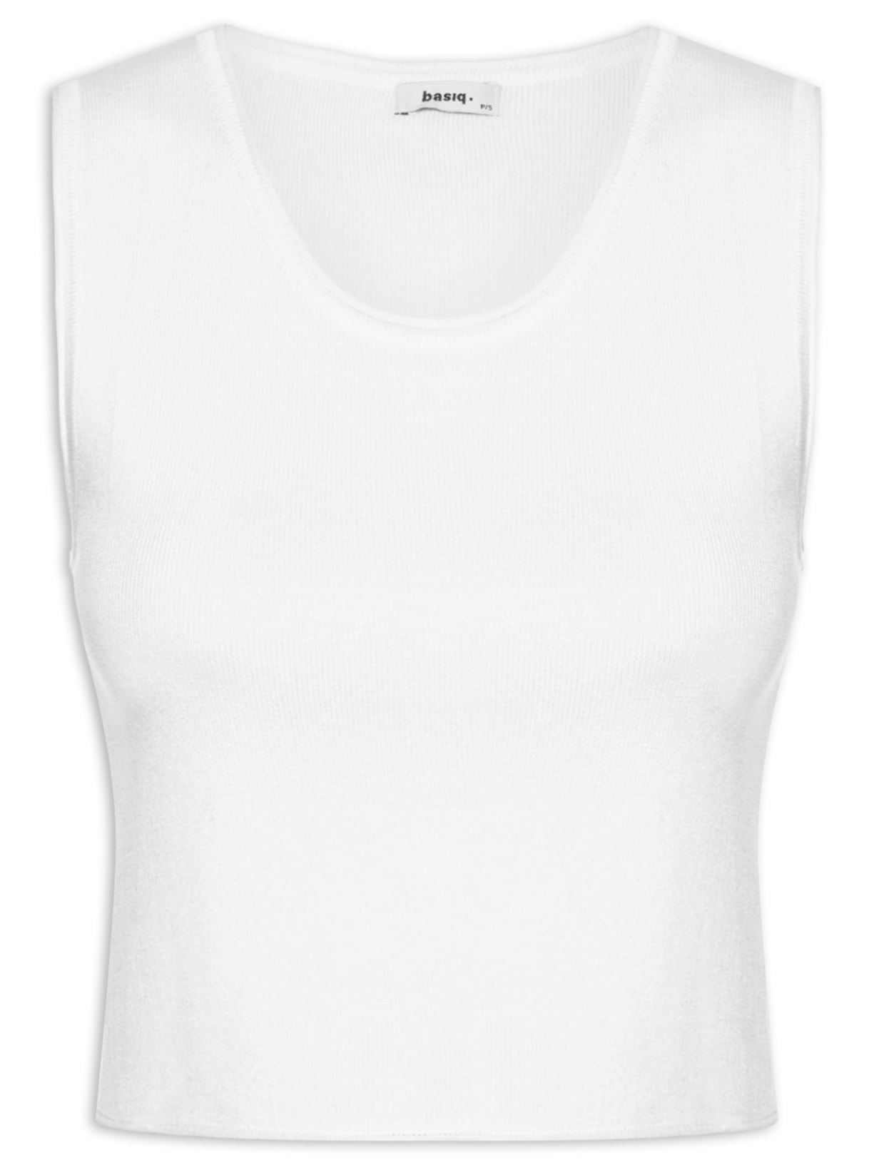 Blusa Feminina Tricot Sem Manga Decote Em U - Branco