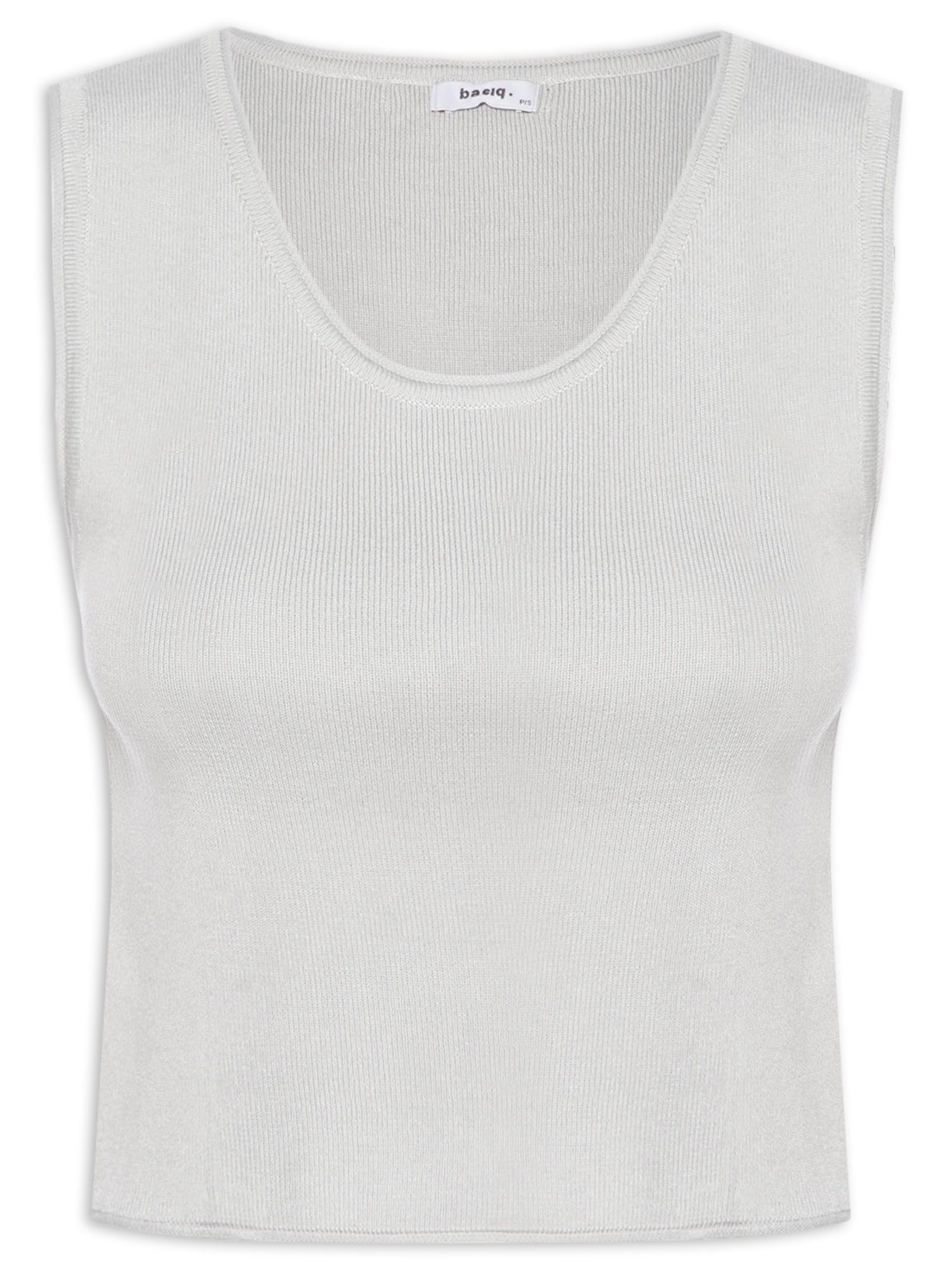Blusa Feminina Tricot Sem Manga Decote Em U - Cinza