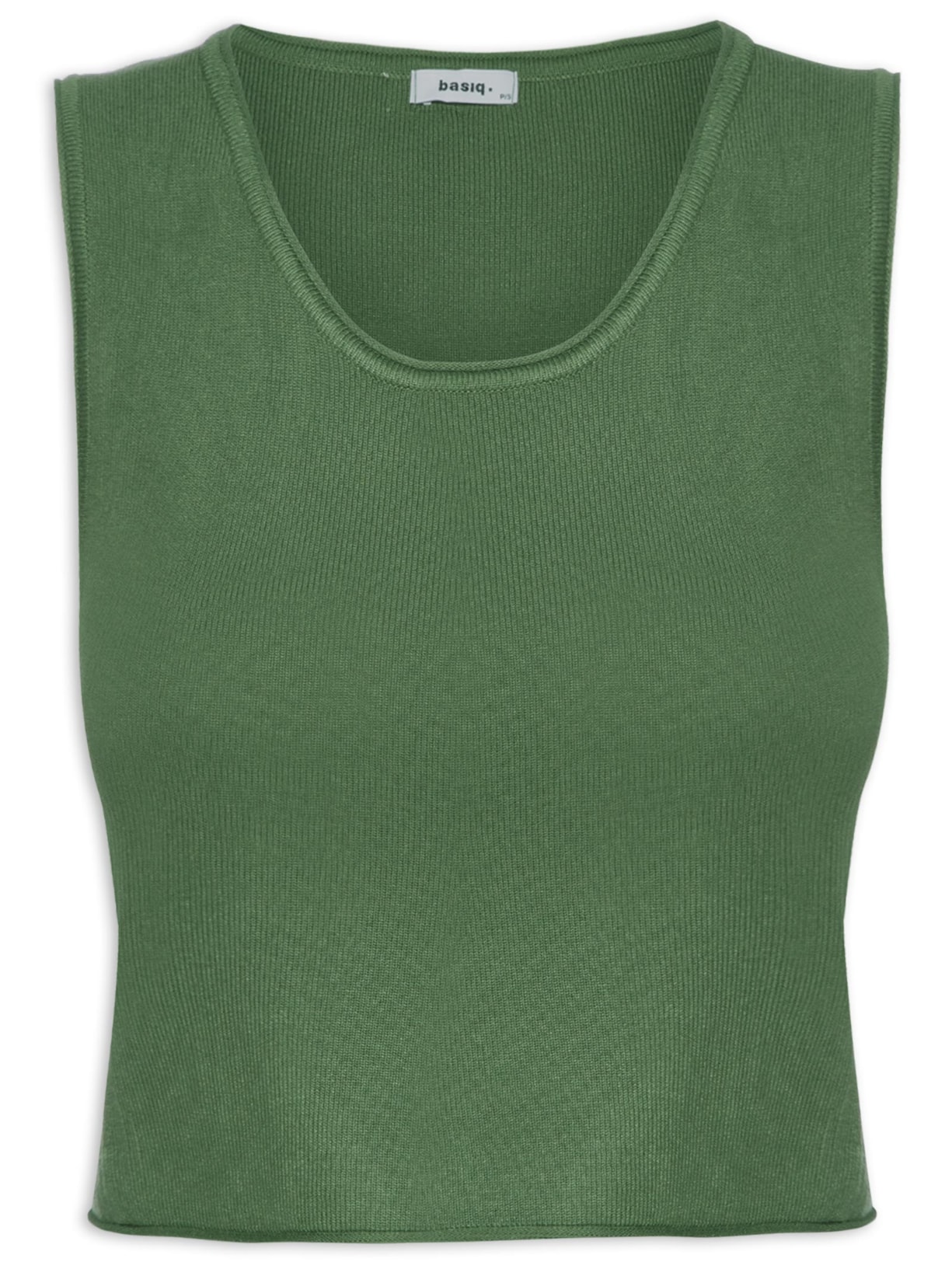 Blusa Feminina Tricot Sem Manga Decote Em U - Verde