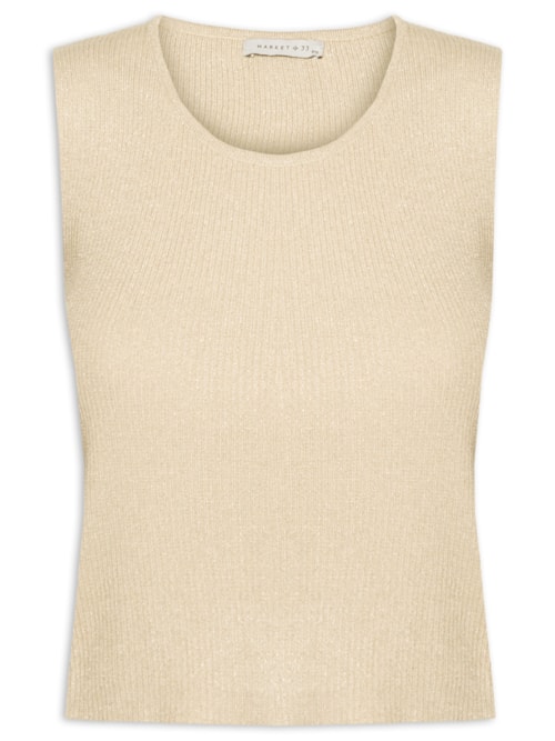 Blusa Feminina Tricot Sem Manga - Dourado