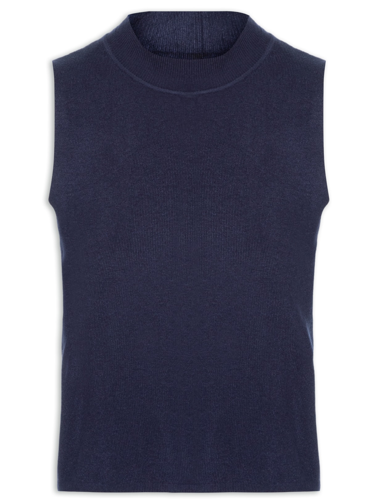 Blusa Feminina Tricot Sem Manga - Marinho