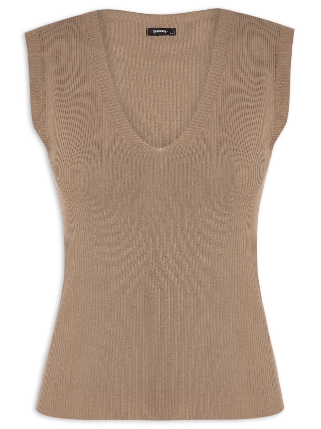 Blusa Feminina Tricot Sem Manga - Marrom