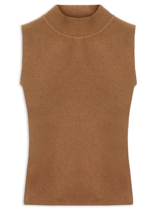 Blusa Feminina Tricot Sem Manga - Marrom
