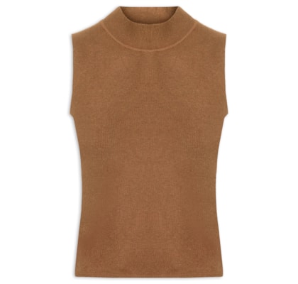 Blusa Feminina Tricot Sem Manga - Marrom