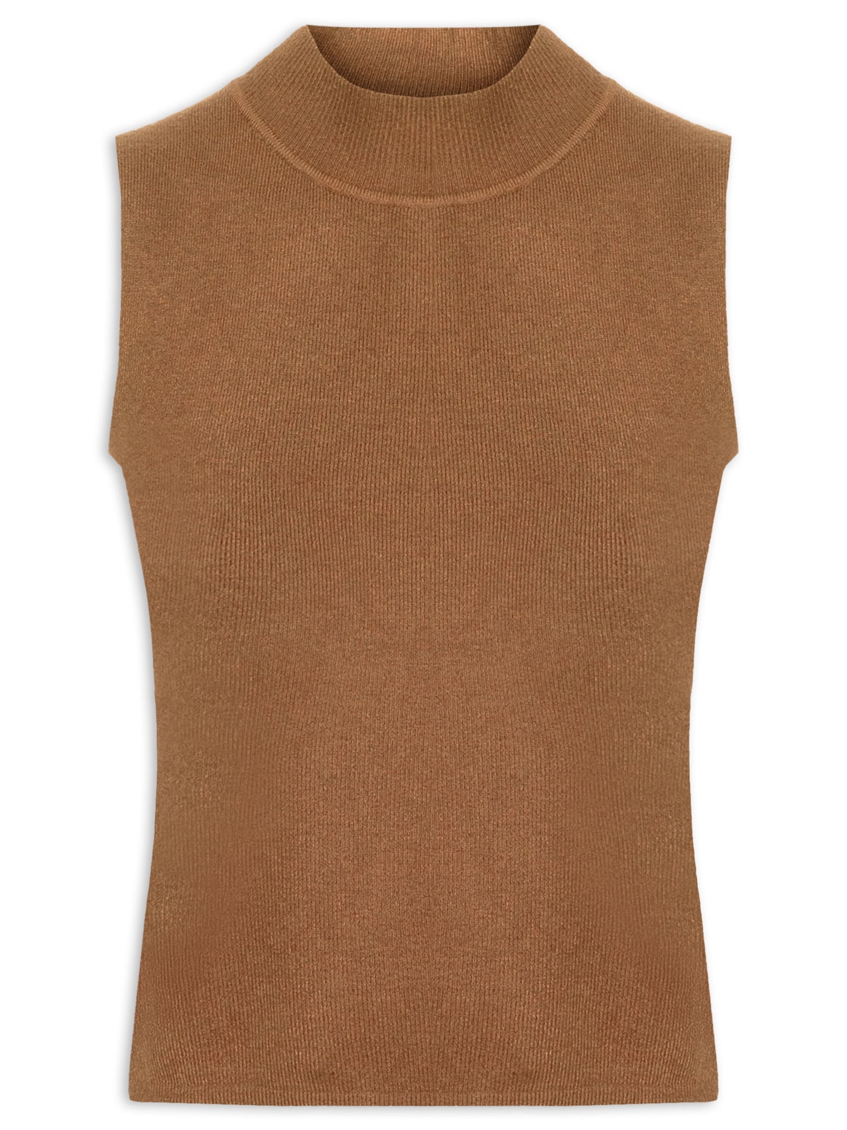 Blusa Feminina Tricot Sem Manga - Marrom