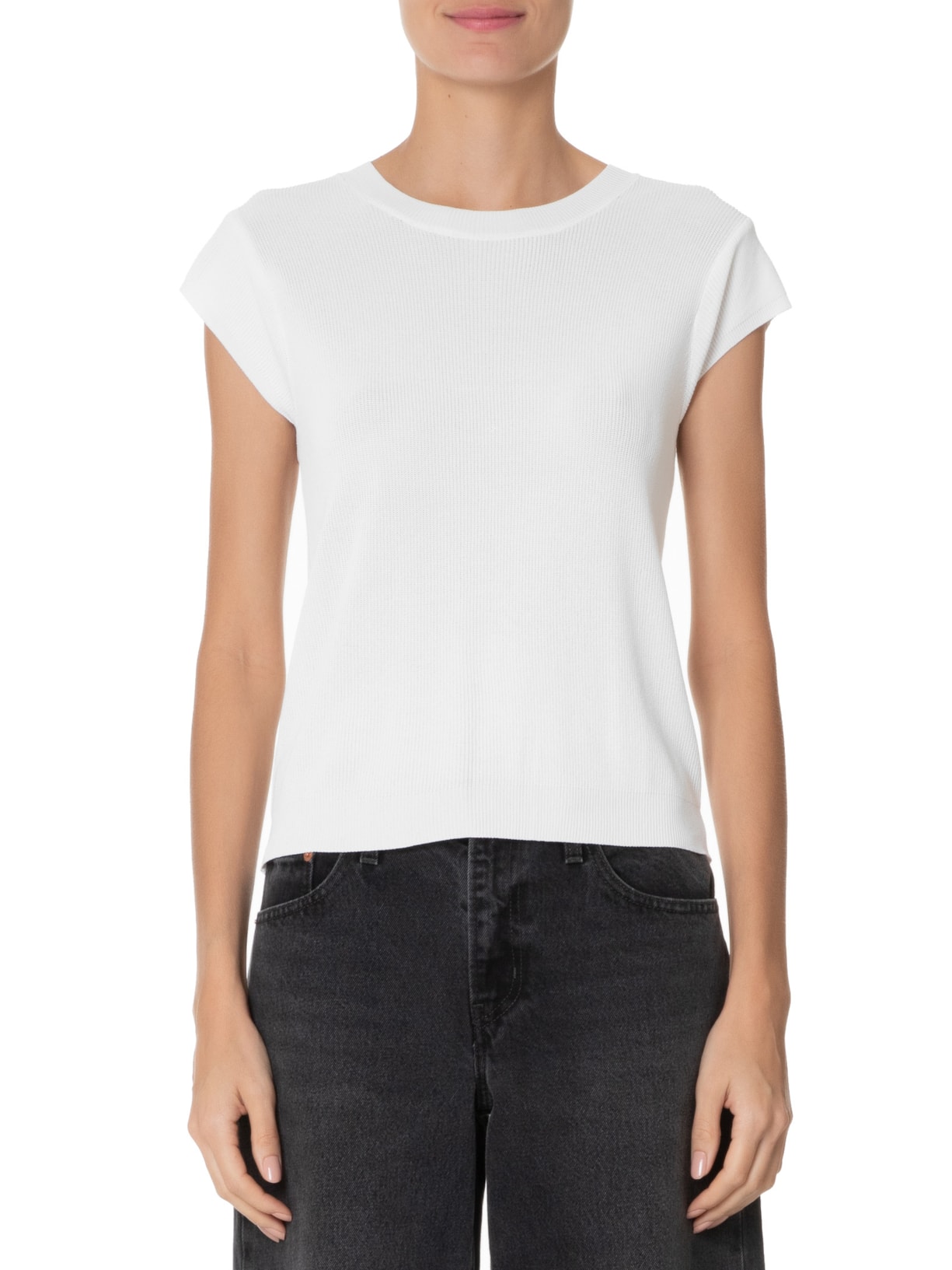 Blusa Feminina Tricot Sem Manga Off White Basiq