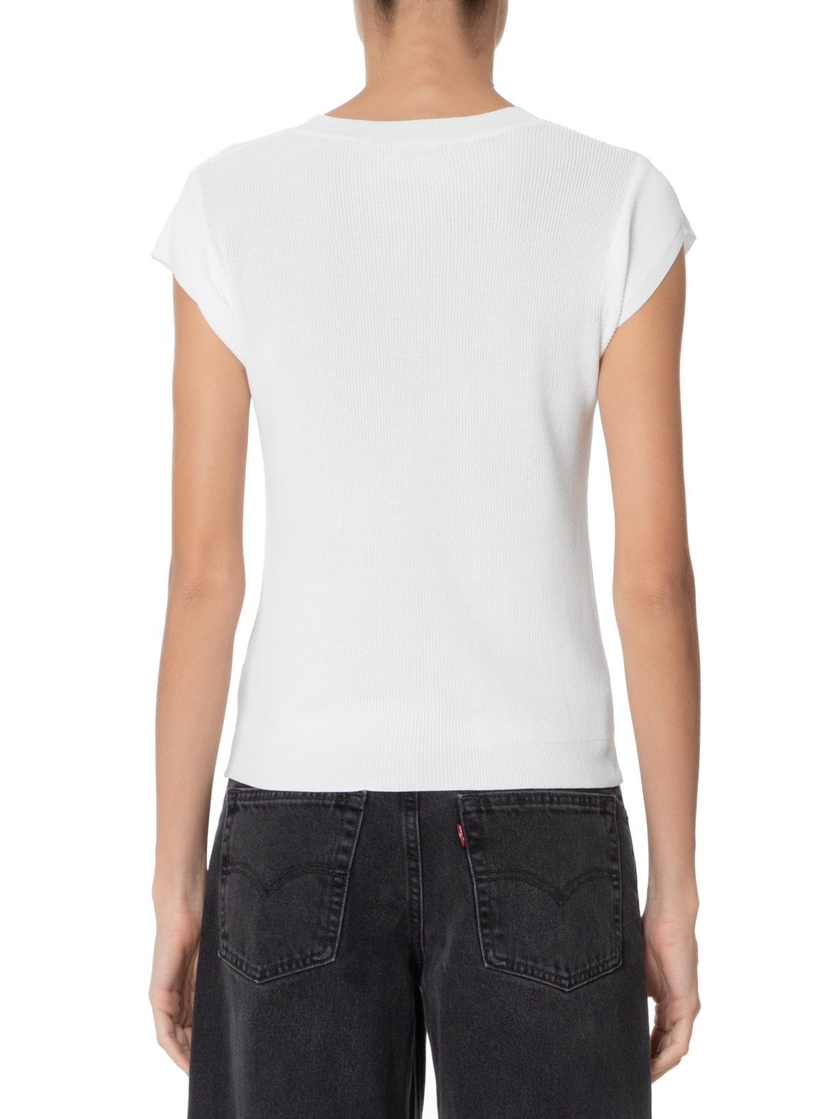 Blusa Feminina Tricot Sem Manga Off White Basiq