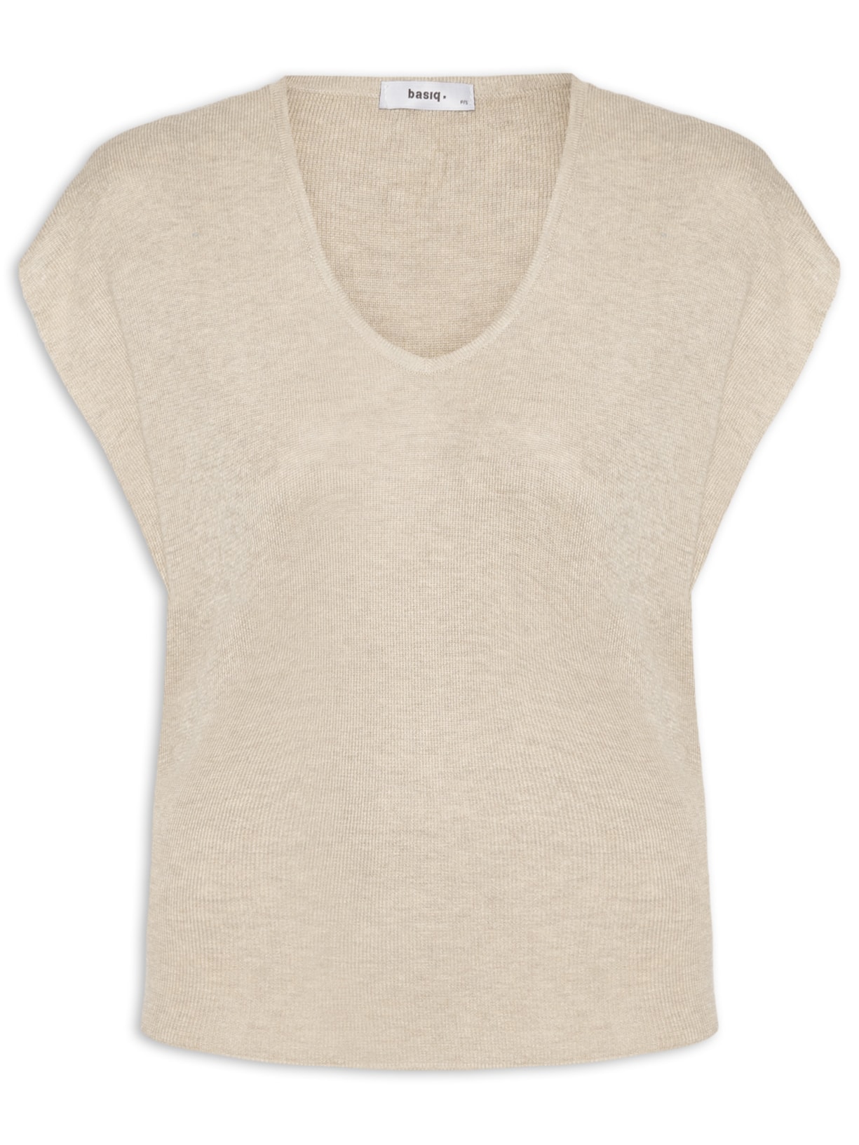 Blusa Feminina Tricot Sem Manga Oversized - Bege