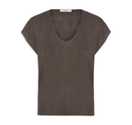 Blusa Feminina Tricot Sem Manga Oversized - Marrom