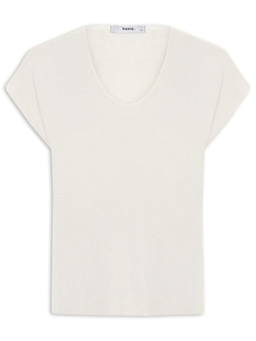 Blusa Feminina Tricot Sem Manga Oversized - Off White