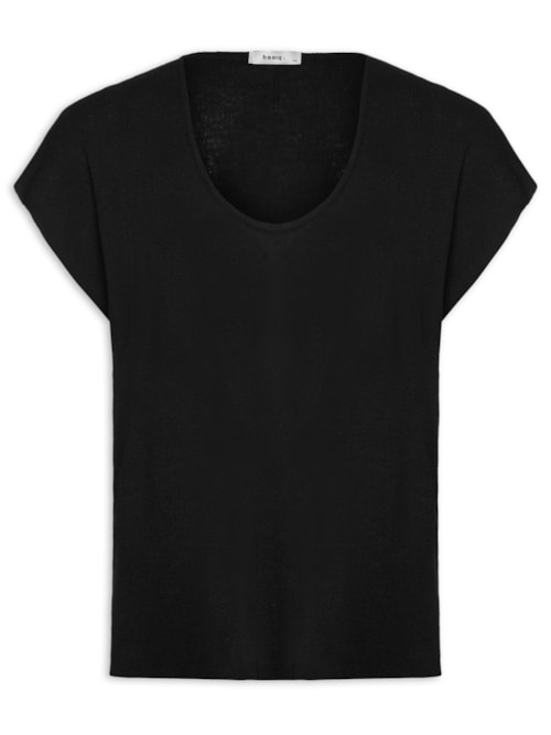 Blusa Feminina Tricot Sem Manga Oversized - Preto