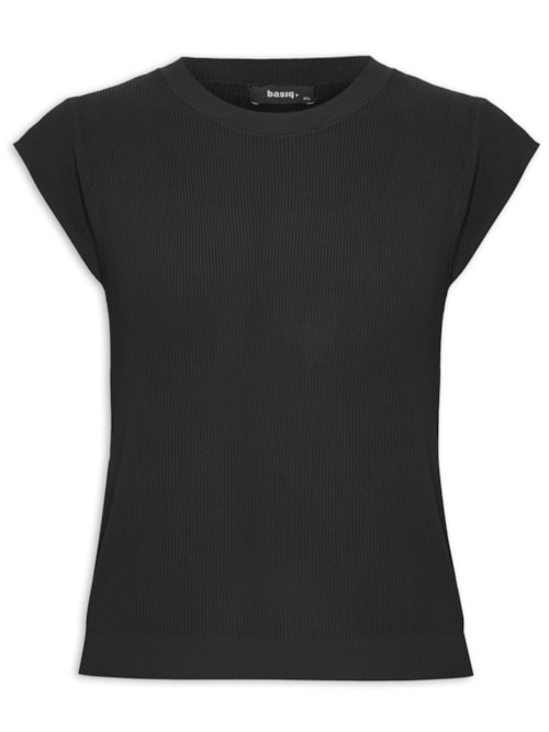 Blusa Feminina Tricot Sem Manga - Preto