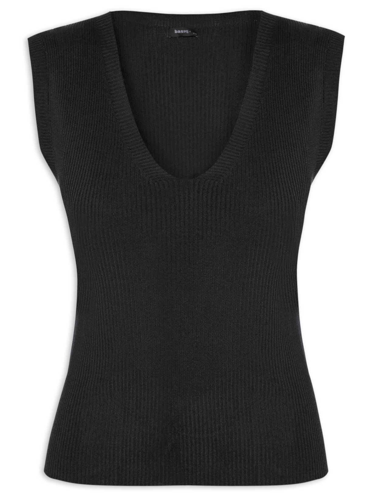 Blusa Feminina Tricot Sem Manga - Preto