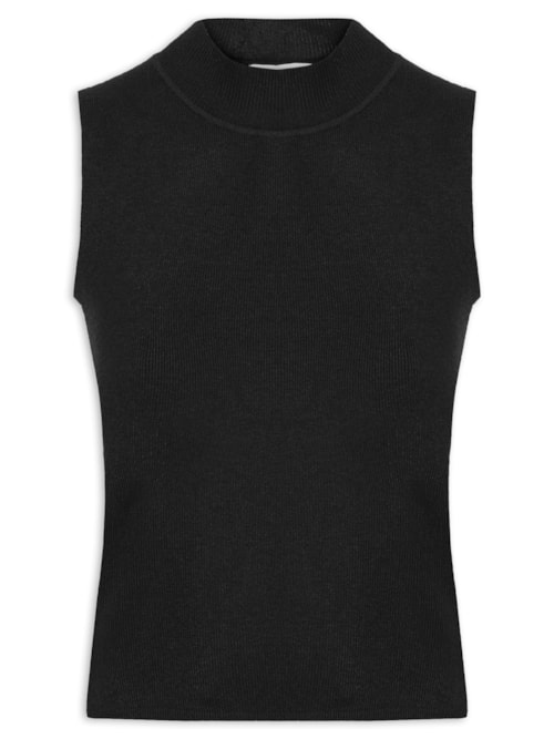 Blusa Feminina Tricot Sem Manga - Preto