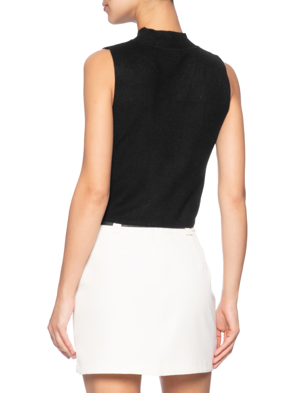 Blusa Feminina Tricot Sem Manga Preto Market 33