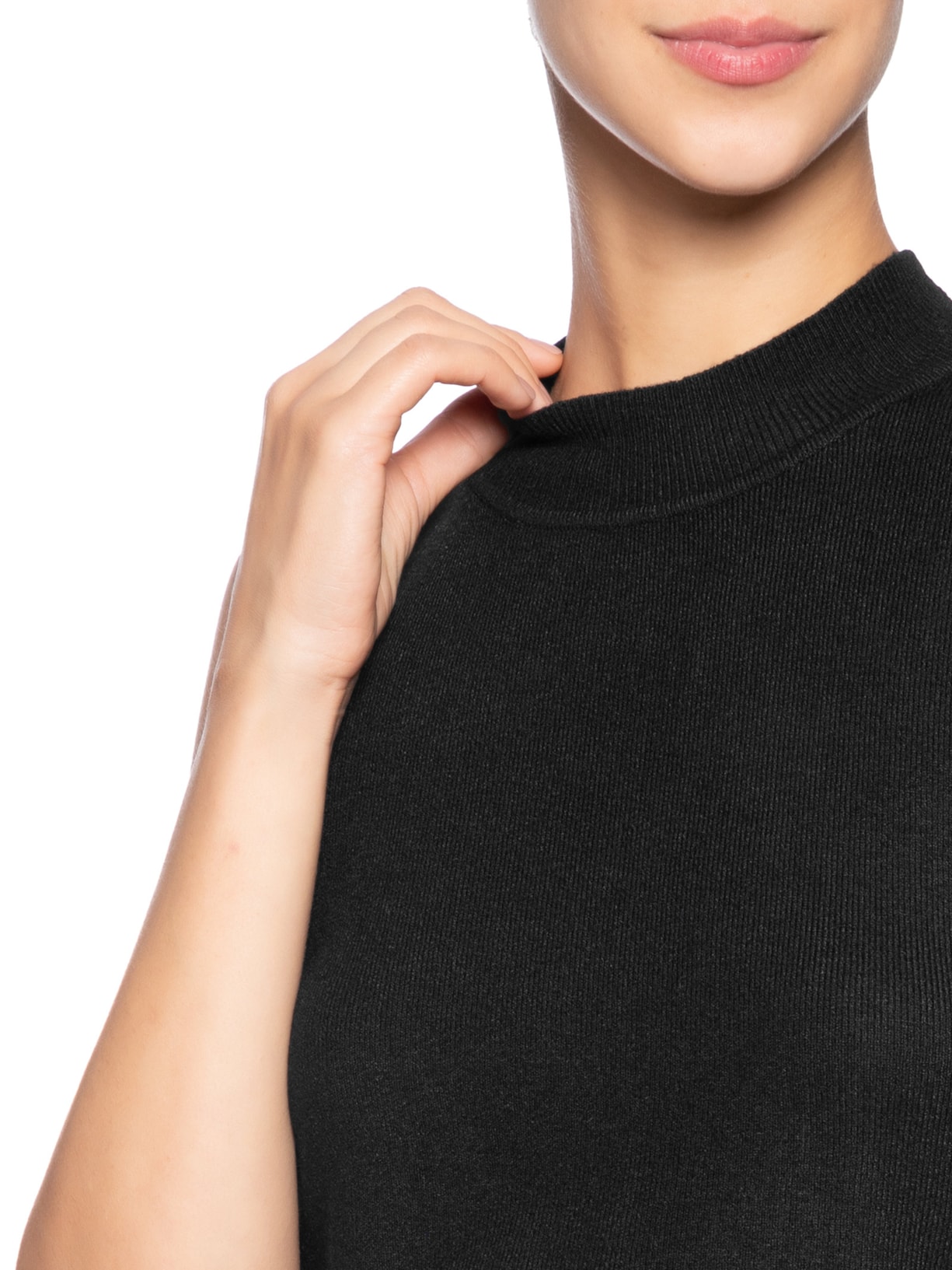 Blusa Feminina Tricot Sem Manga Preto Market 33