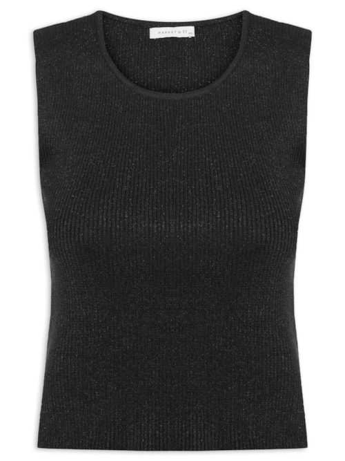 Blusa Feminina Tricot Sem Manga - Preto