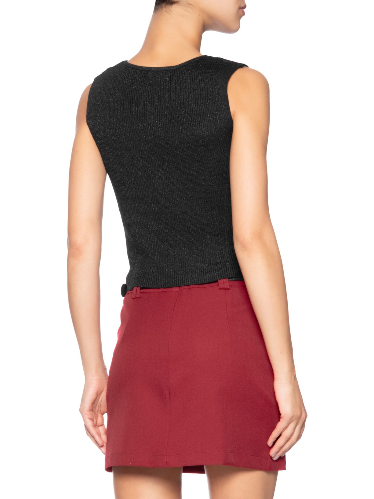 Blusa Feminina Tricot Sem Manga Preto Market 33