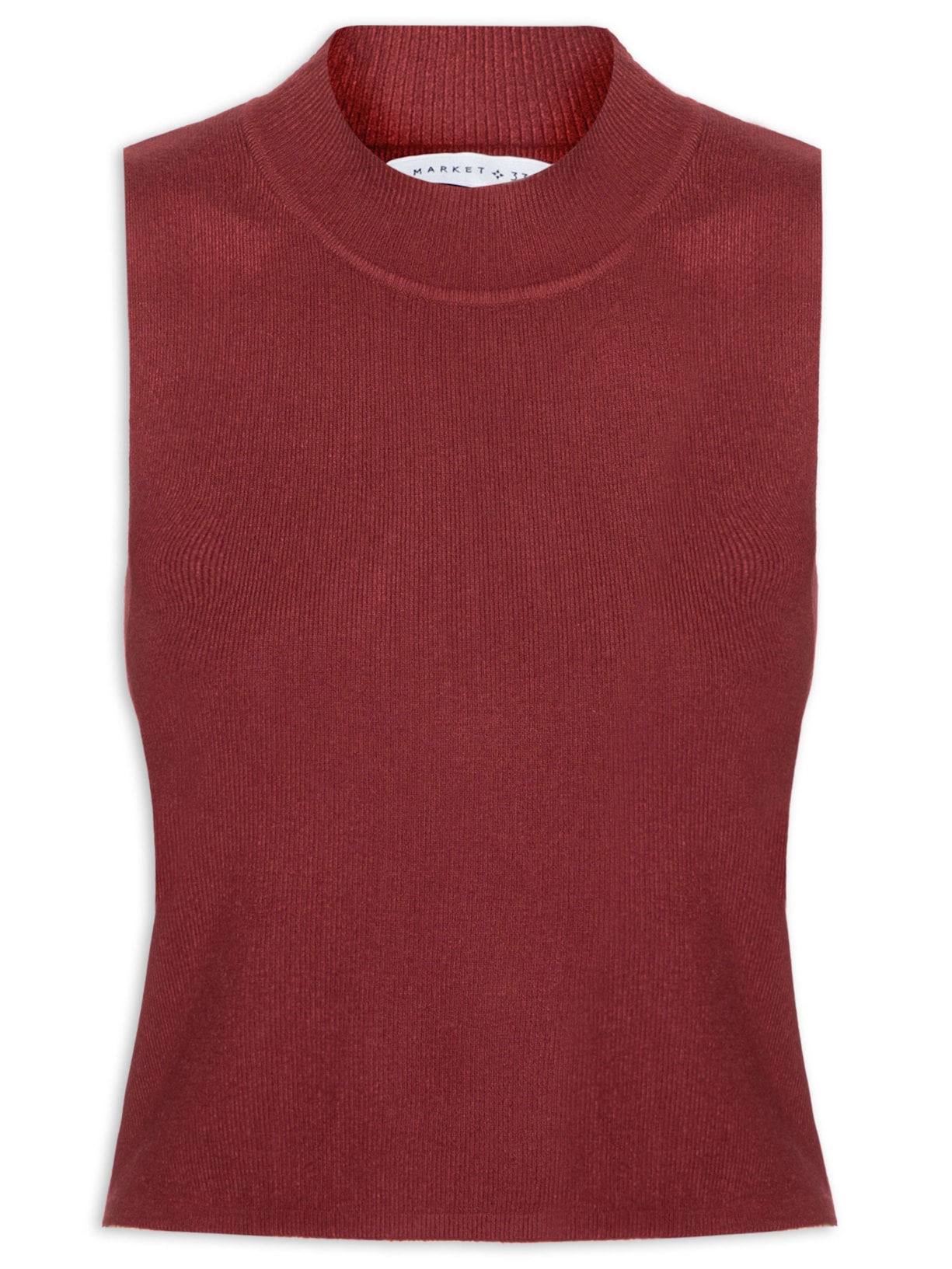 Blusa Feminina Tricot Sem Manga Vinho Market 33