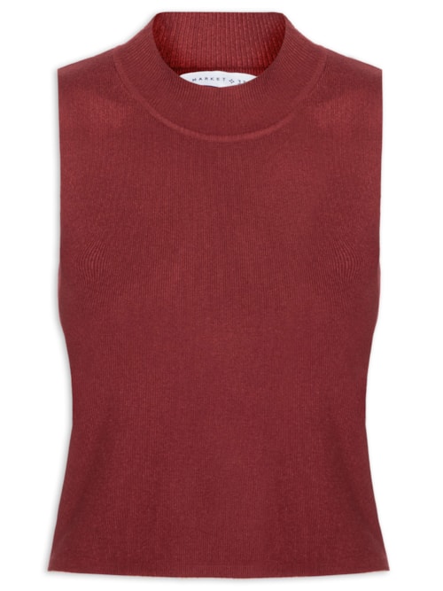 Blusa Feminina Tricot Sem Manga - Vinho