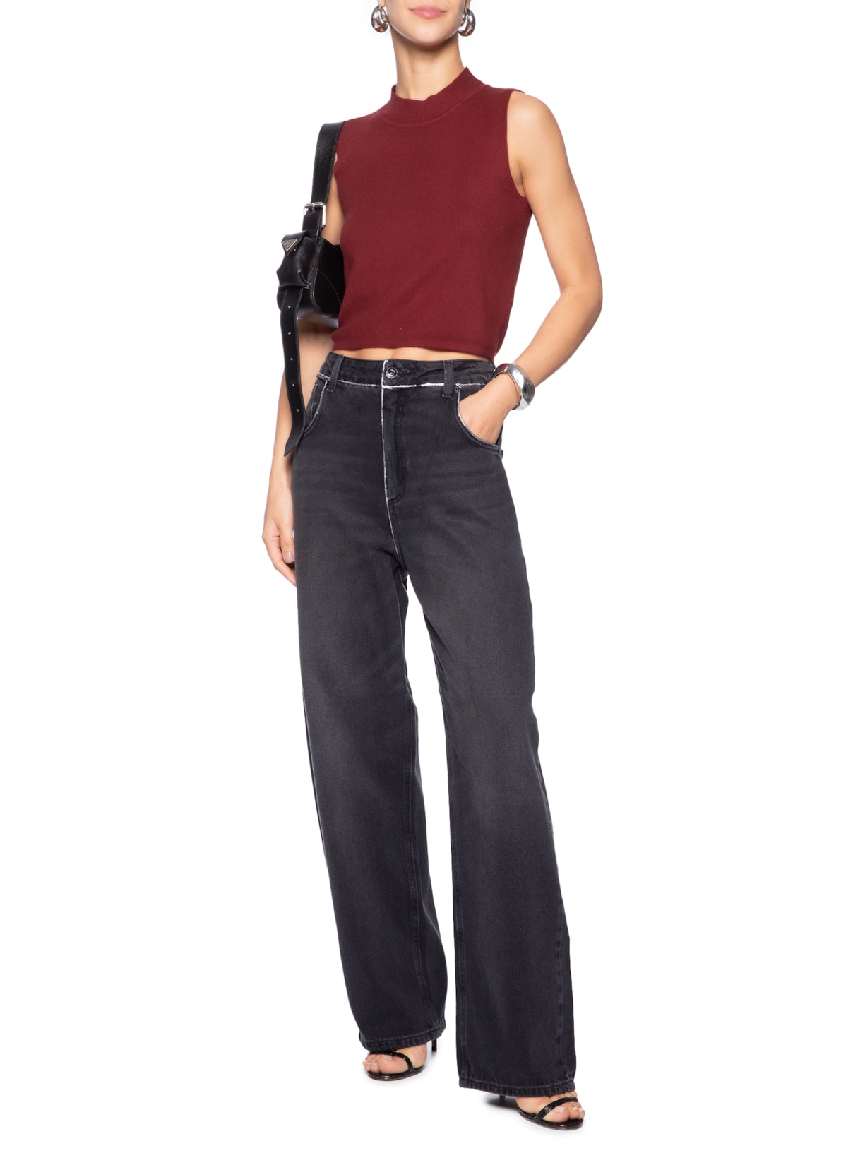 Blusa Feminina Tricot Sem Manga Vinho Market 33