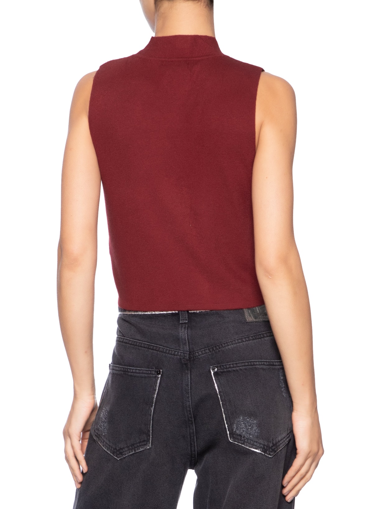 Blusa Feminina Tricot Sem Manga Vinho Market 33